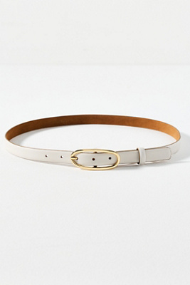 By Anthropologie Thin Oval Buckle Belt In White