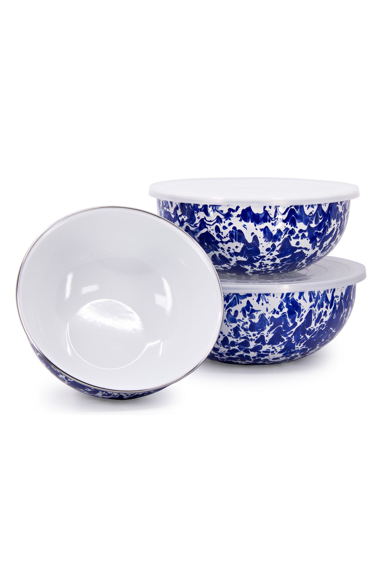 Golden Rabbit 3-piece Enamelware Mixing Bowl Set - Cobalt Swirl, Standard, One Size