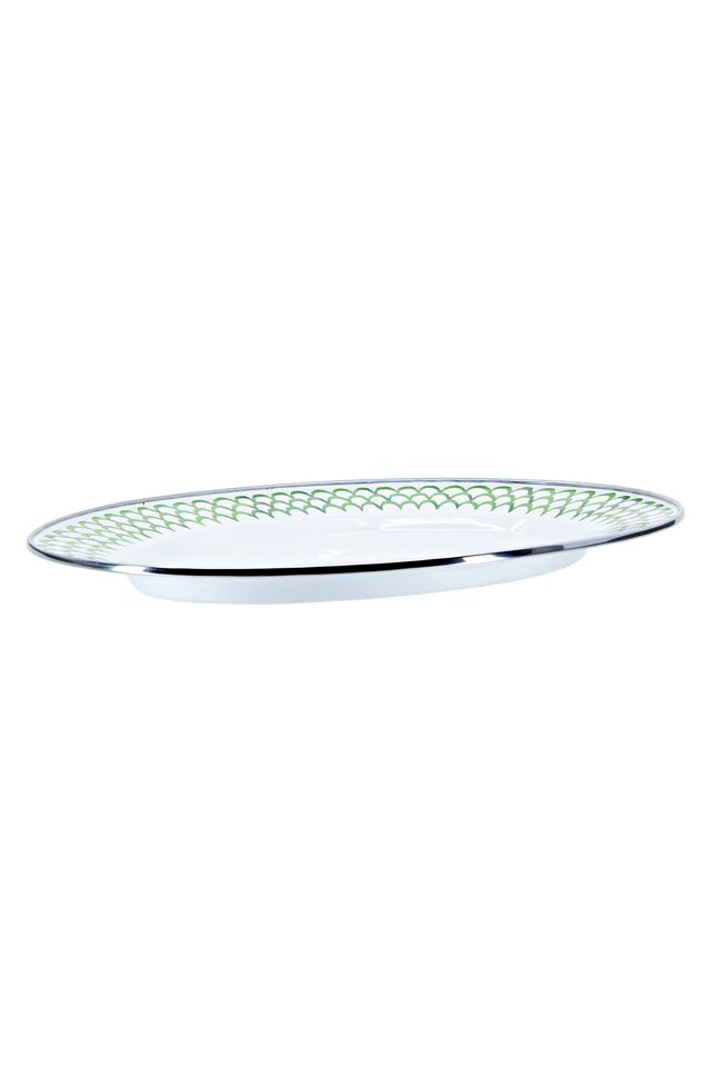 Golden Rabbit Scallop Enamelware Oval Platter #1