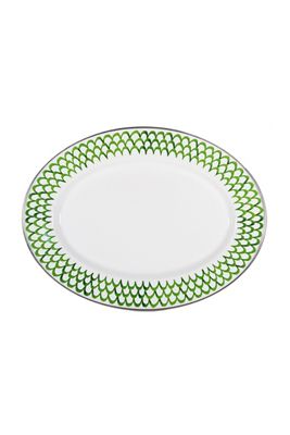 Golden Rabbit Scallop Enamelware Oval Platter