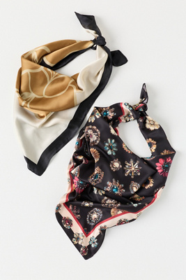 By Anthropologie Icon Hair Scarves, Set Of 2 In Black