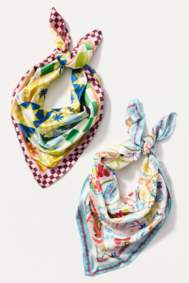 Celandine Printed Hair Scarves, Set Of 2 In Multi