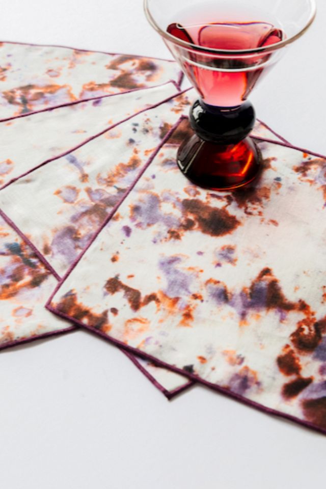 Goldie Home Linen Marble Print Cocktail Napkins, Set of 4 #1
