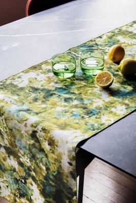 Goldie Home Linen Marble Print Table Runner