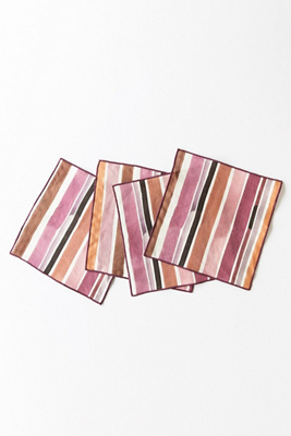 Anthropologie Goldie Home Linen Lisbon Striped Cocktail Napkins, Set Of 4 In Multi