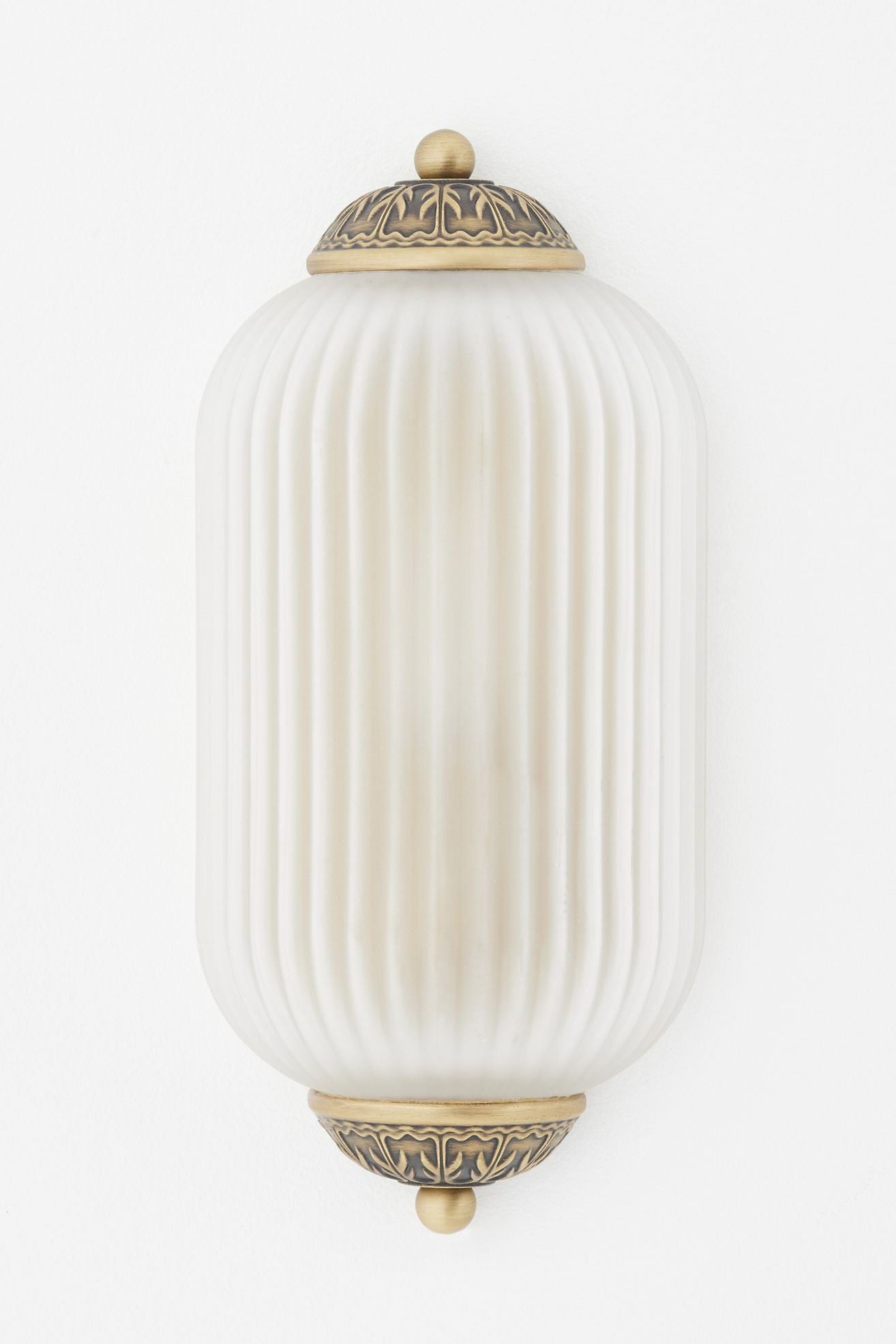 The Eloise Scallop Ribbed Glass Flush Sconce Wall Light - Clear Glass / Brass, Standard, One Size