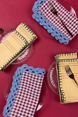 Casa Edel Flores Hand-Crocheted Napkins, Set of 4