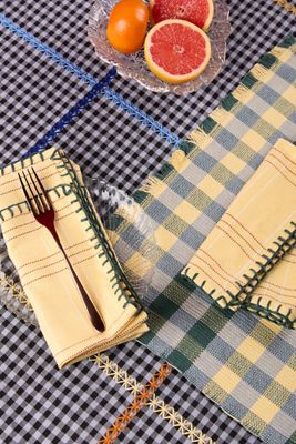 Casa Edel Cuadritos Hand-Loomed Placemats, Set of 2