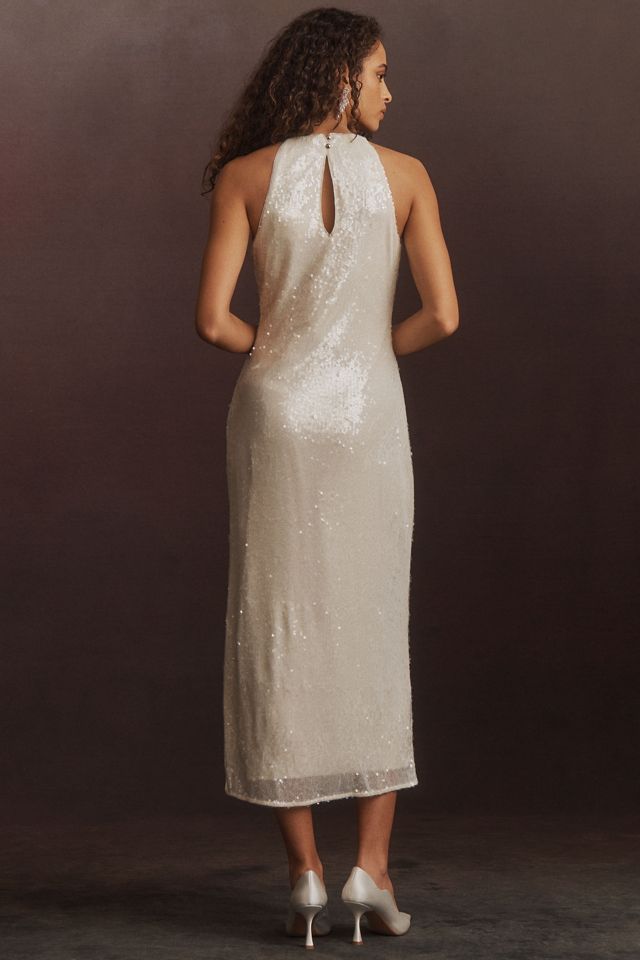 BHLDN Halter Sequin Side-Slit Midi Dress #1