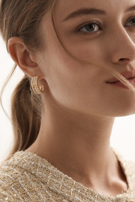 By Anthropologie Braided Pearl Hoop Earrings In Gold