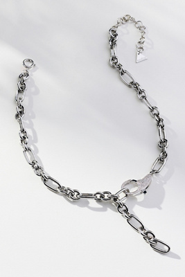 By Anthropologie Linked & Locked Necklace In Silver