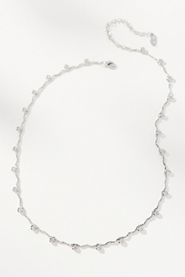 By Anthropologie Delicate Crystal Necklace In Silver