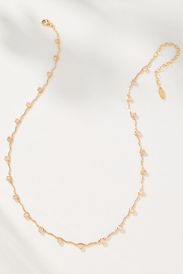 By Anthropologie Delicate Crystal Necklace In Gold