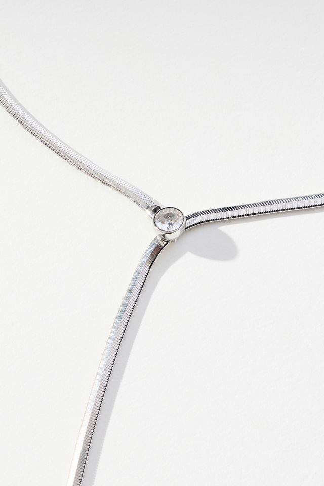 Delicate Herringbone Y Necklace #1