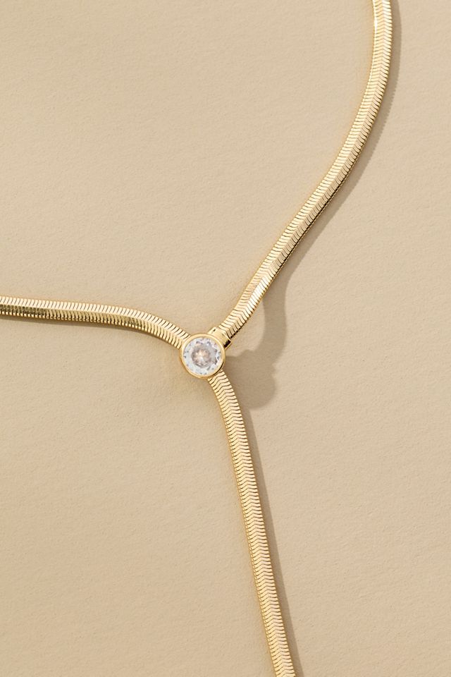 Delicate Herringbone Y Necklace