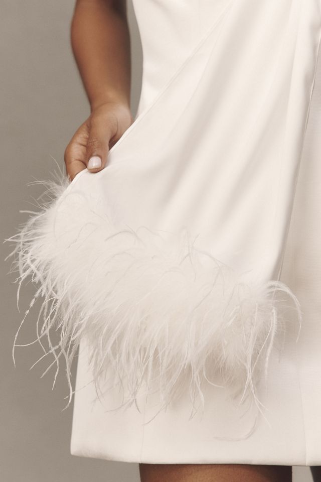 Hutch Faux-Feather Trim Satin Scarf #1