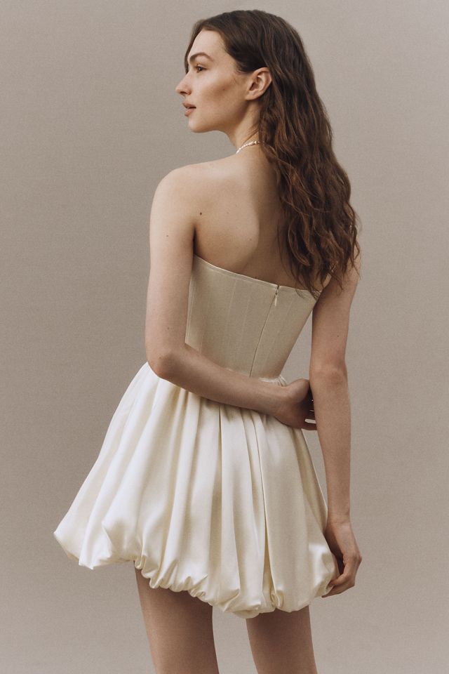 SAU LEE Lydia Strapless Bubble Satin Mini Dress #1