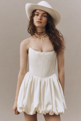 SAU LEE Lydia Strapless Bubble Satin Mini Dress