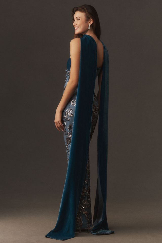 SAU LEE Adrian Strapless Embroidered Fitted Maxi Dress #1