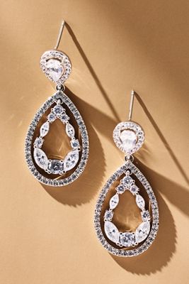 NADRI Double Crystal Teardrop Drop Earrings