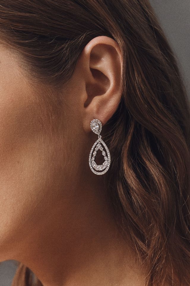 NADRI Double Crystal Teardrop Drop Earrings #1