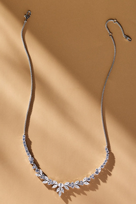 Nadri Prima Large Frontal Crystal Necklace In Metallic