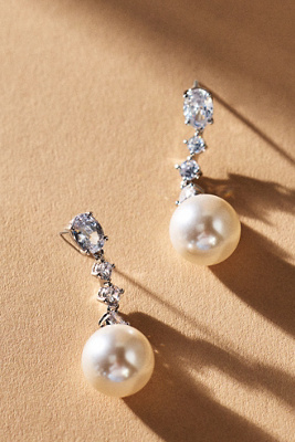 Nadri Oval Crystal Pearl Drop Earrings In Multi