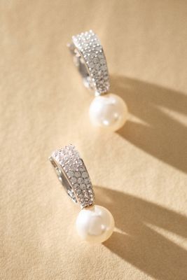 NADRI Pavé Crystal Pearl Drop Earrings