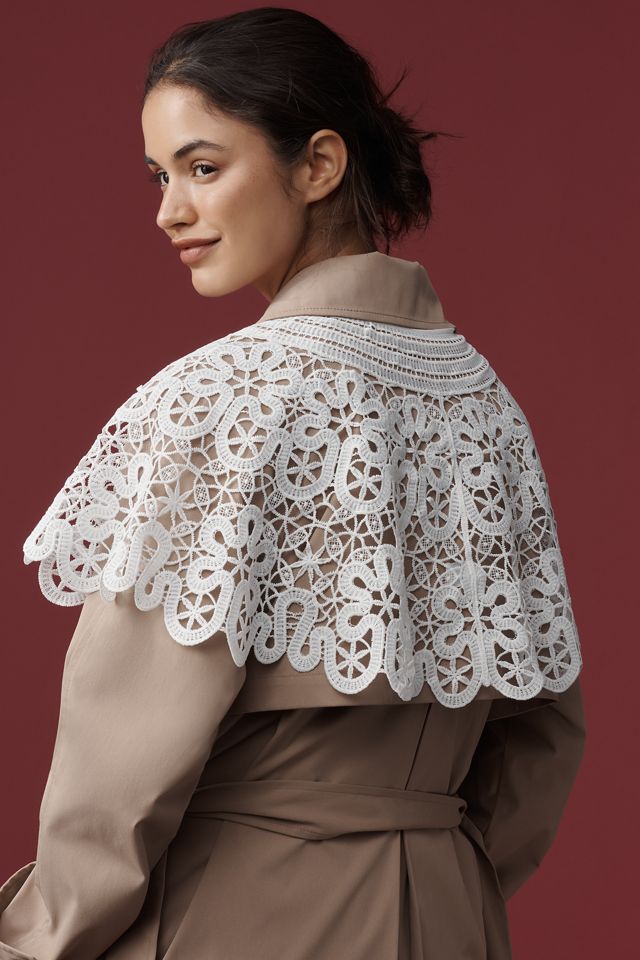 By Anthropologie Tie-Front Lace Cutwork Cape #2
