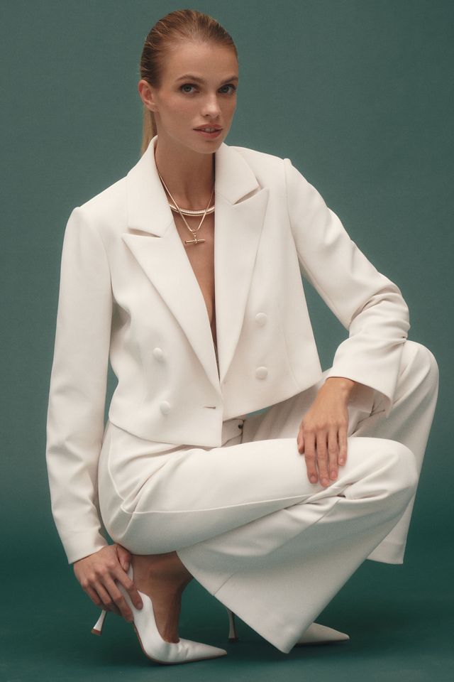 BHLDN Crepe Crop Double-Breasted Blazer #3