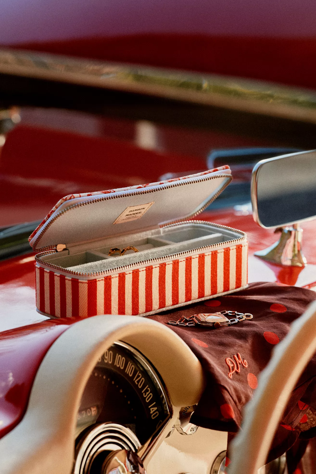 Damson Madder Striped Fabric Jewelry Box