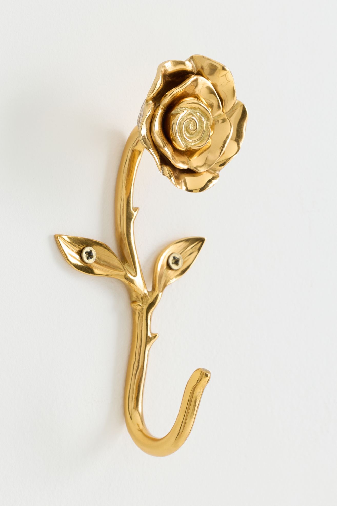 Brass Rose Hook - Warm Polished Brass, One Size