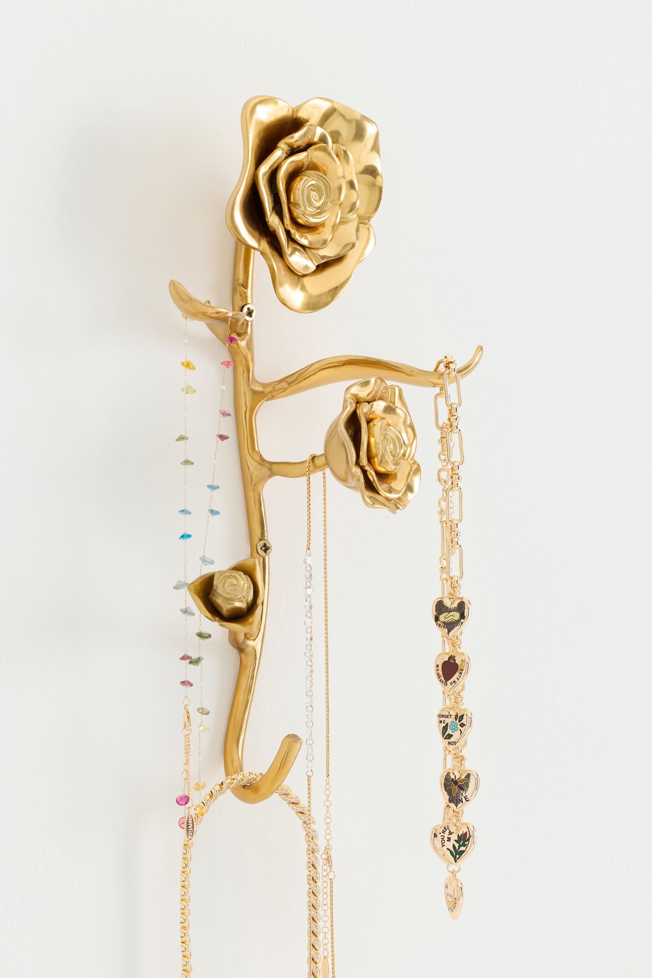 Brass Rose Jewelry Rack - Warm Polished Brass, Standard, One Size