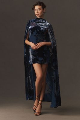 BHLDN Velvet Caped Mini Dress