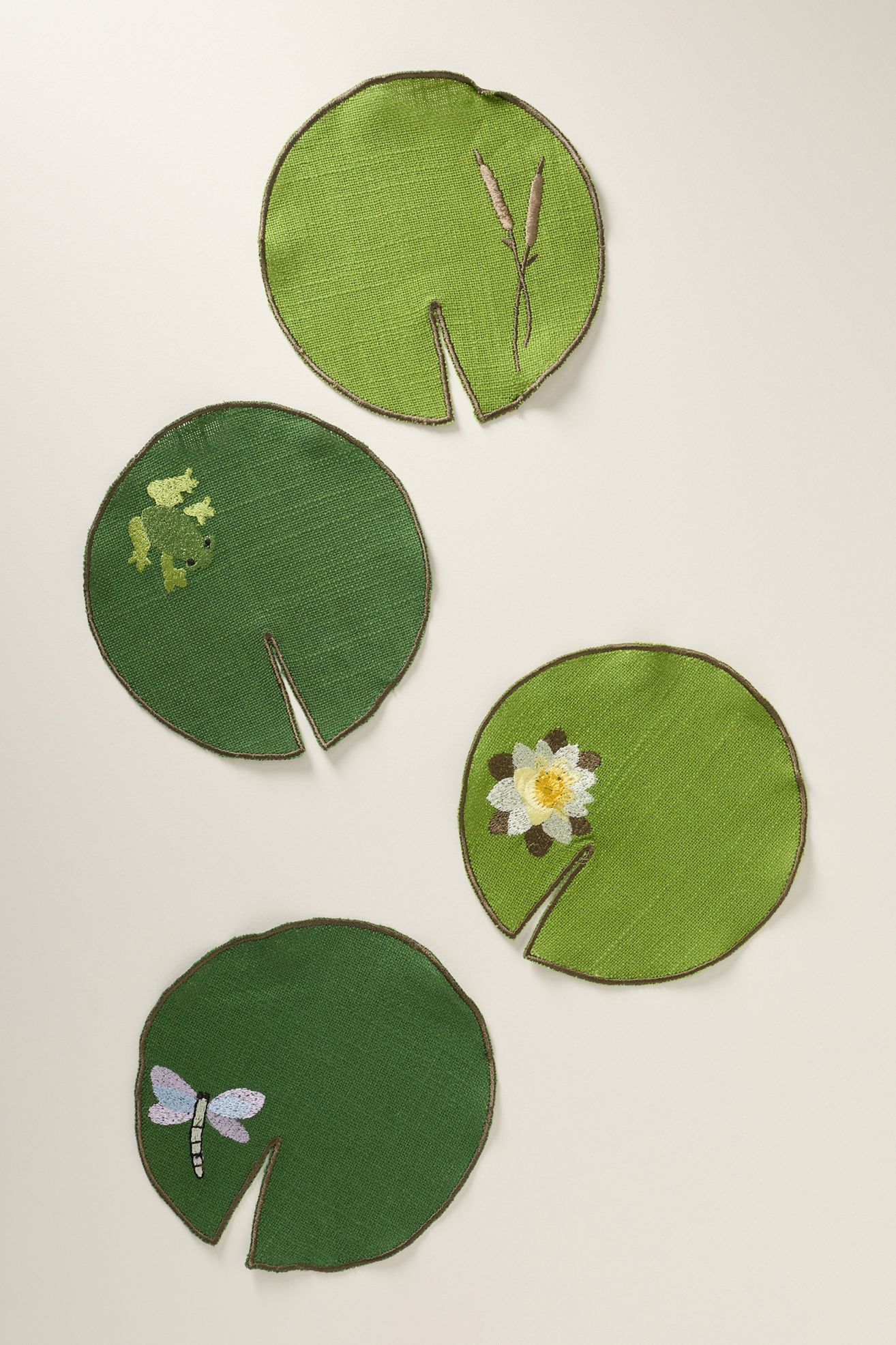Lilypad Floating Cocktail Napkins, Set of 4 - Green, Standard, Set Of 4
