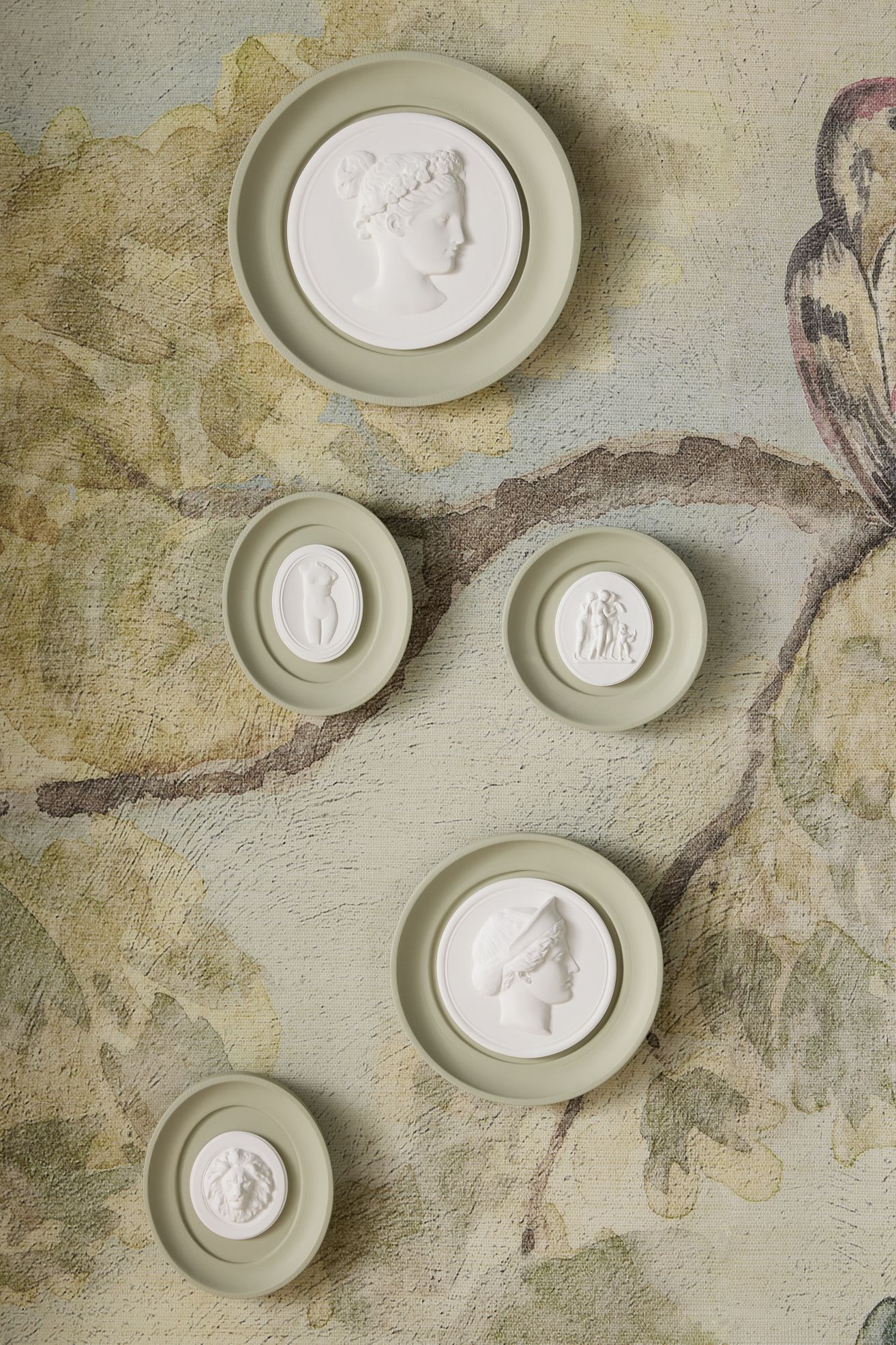 STATUETTE Sage Plaster Framed Intaglio Gallery Wall Charm - Three Graces, One Size