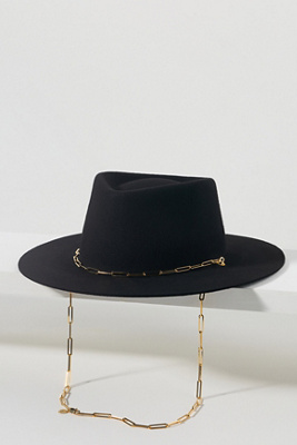 Van Palma Ulysse Merino Wool Fedora With Chain In Black