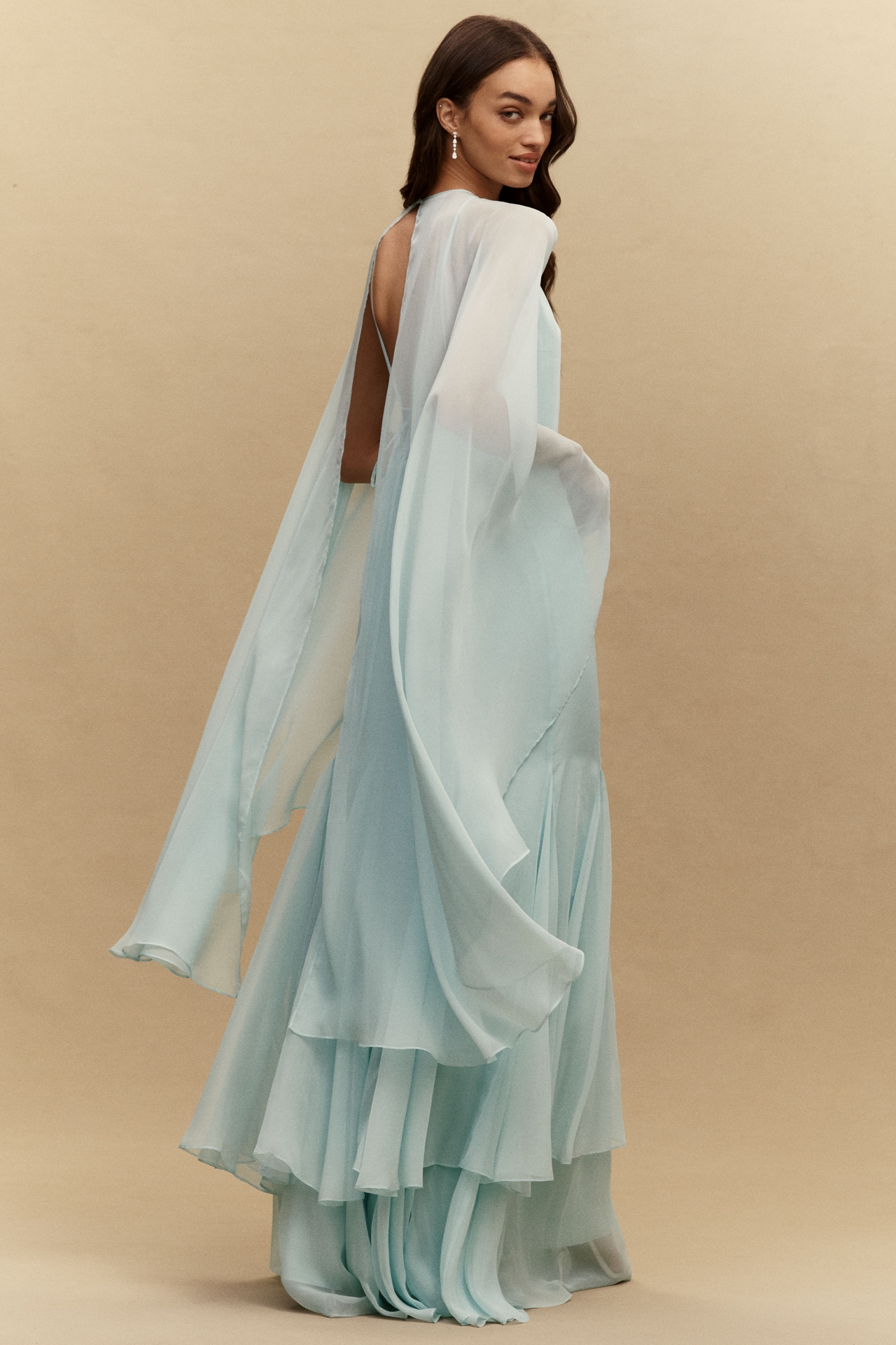 Retrofete Lireal Chiffon Cape Maxi Dress