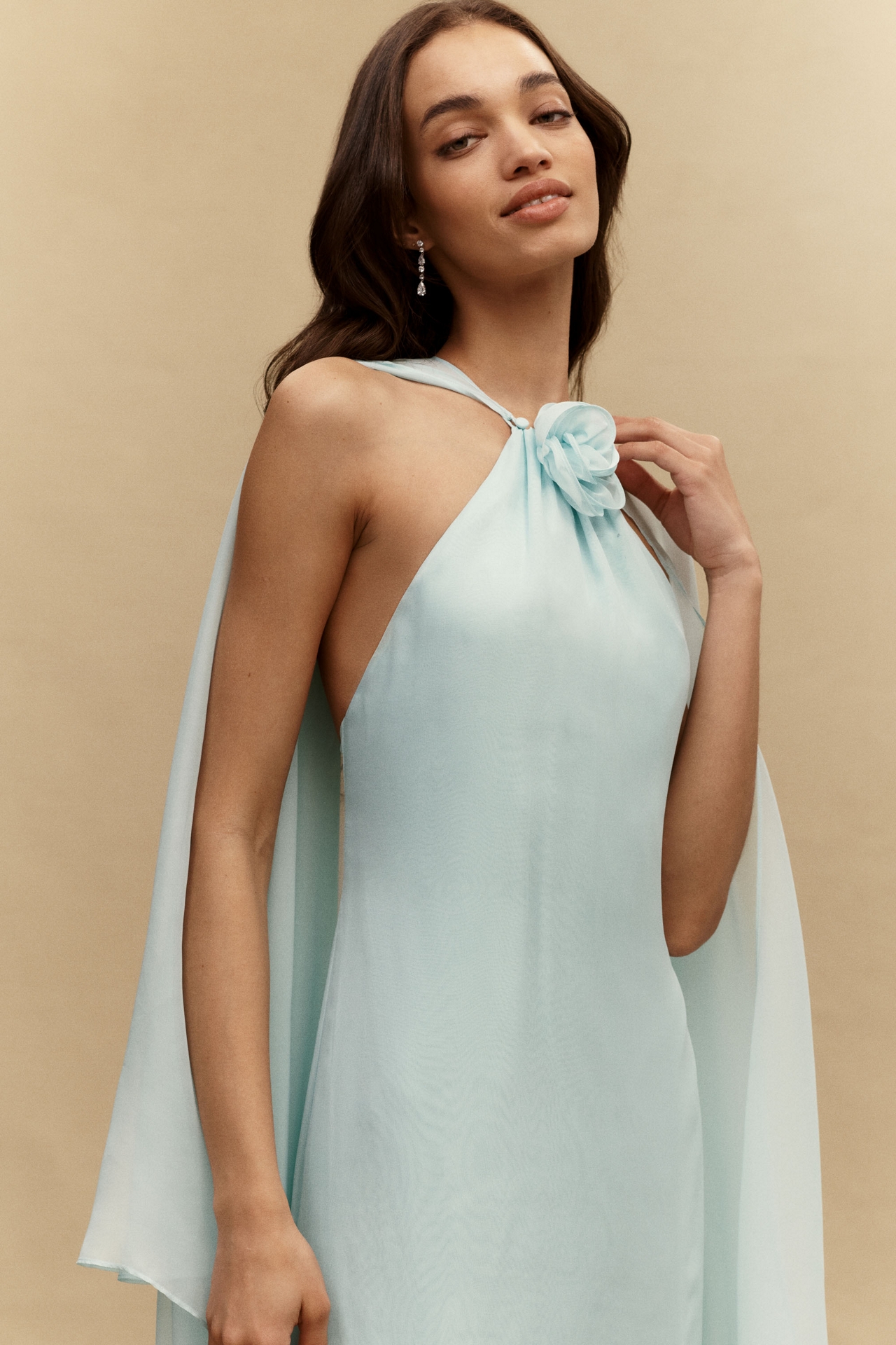 Retrofete Lireal Chiffon Cape Maxi Dress