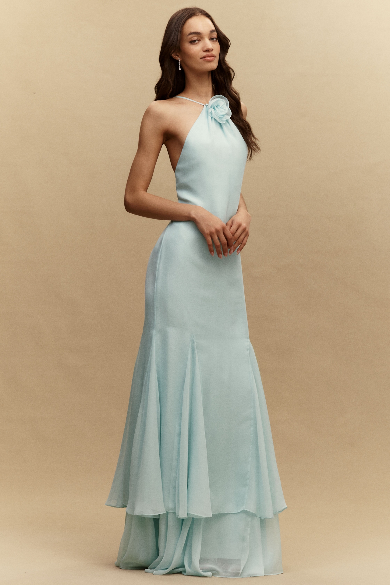 Retrofete Lireal Chiffon Cape Maxi Dress