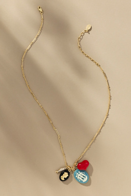 Clare V Cameo Charm Necklace In Gold