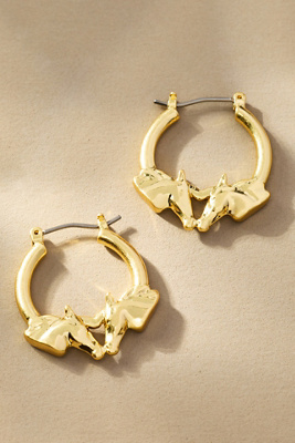 Clare V Le Cheval Horse Hoop Earrings In Gold
