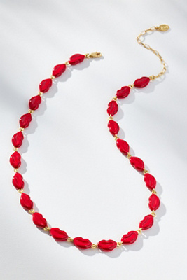 Clare V Le Lips Necklace In Red