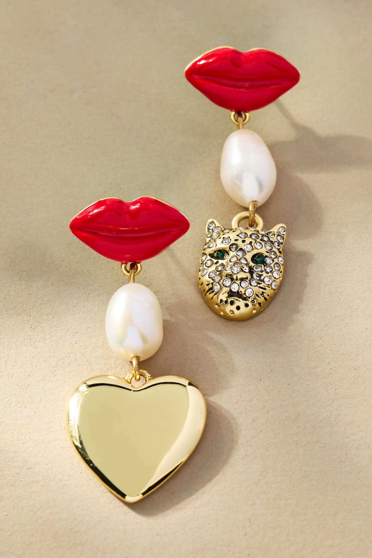 Clare V. Le Charm Heart & Whiskers Earrings