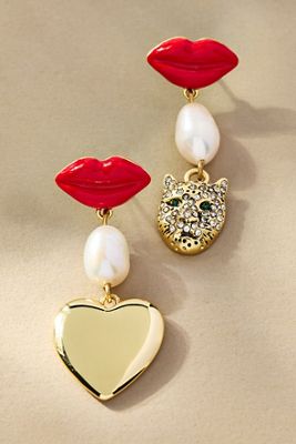 Clare V. Le Charm Heart & Whiskers Earrings
