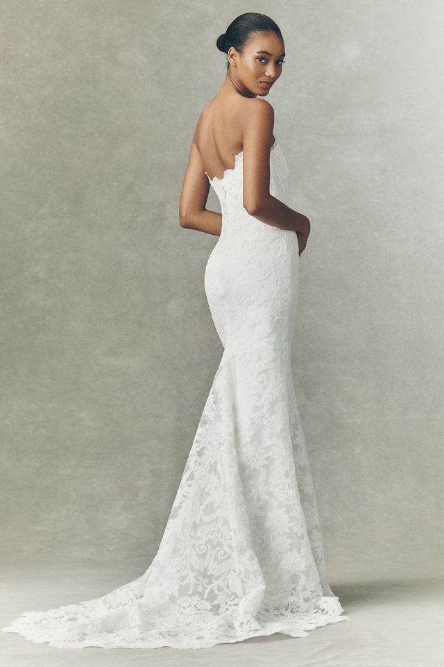Watters Josephina Strapless Lace Column Wedding Gown #1