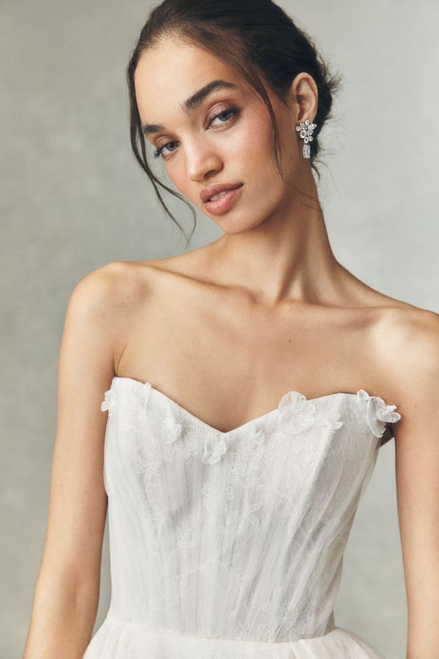 Watters Palmer Puff-Sleeve Tulle Fit & Flare Wedding Gown #4