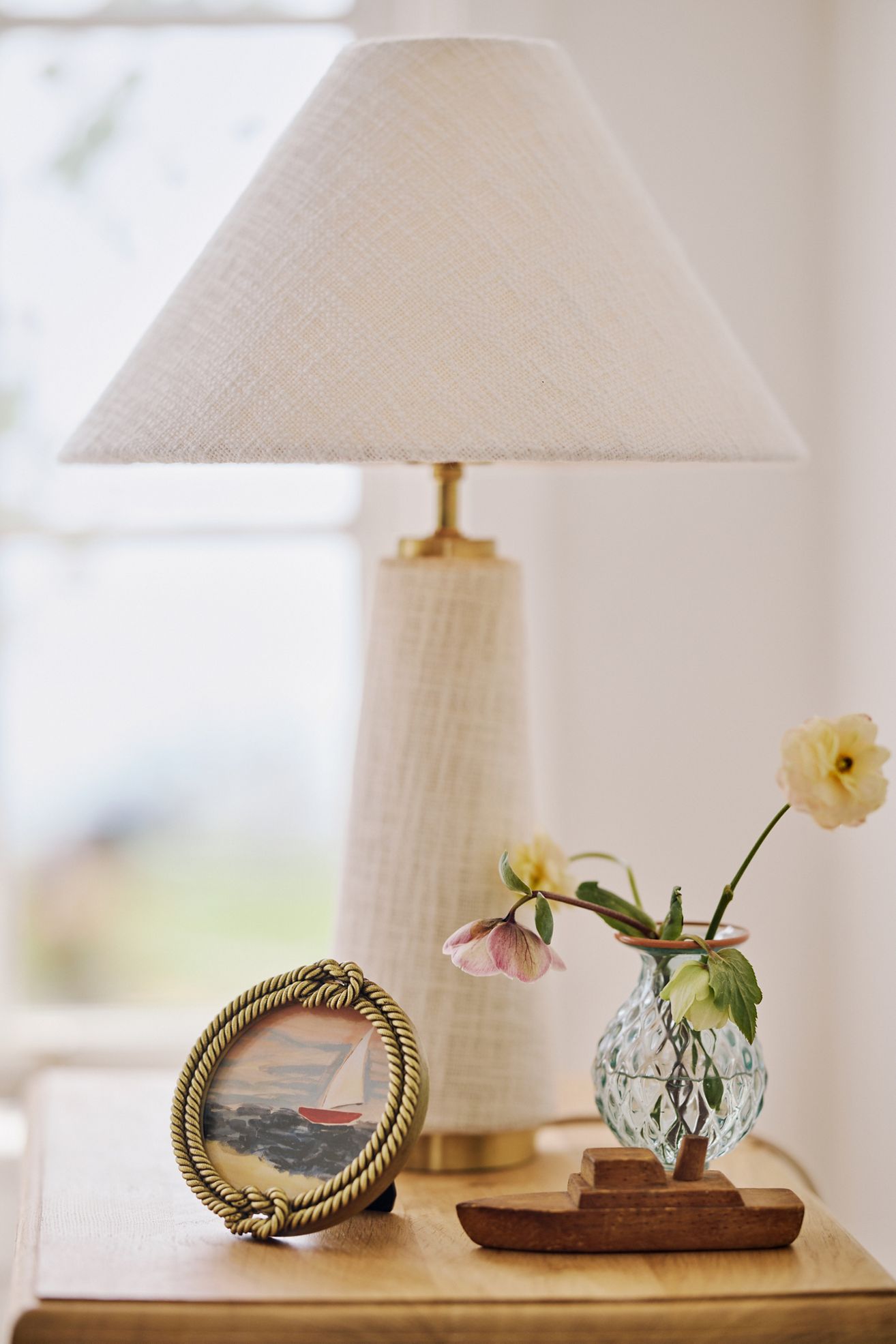 Lulu Linen Table Lamp - Cream, One Size