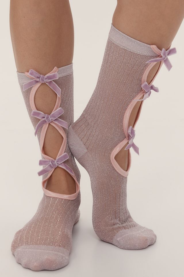High Heel Jungle Lurex Bow Socks #1