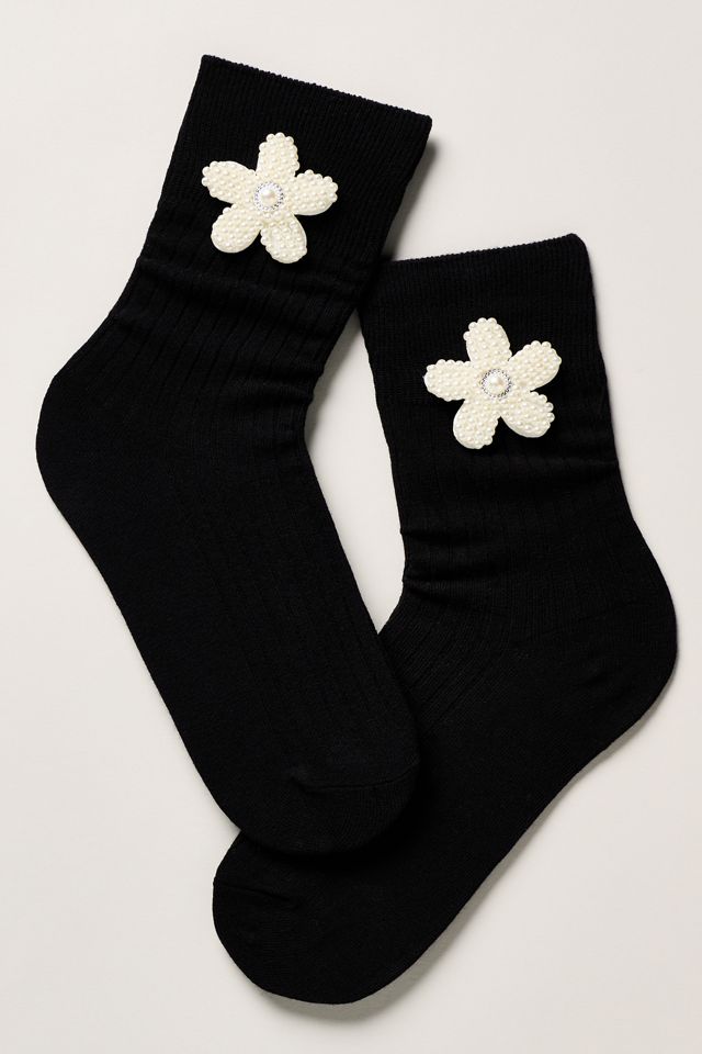 High Heel Jungle Flower Crew Socks #1